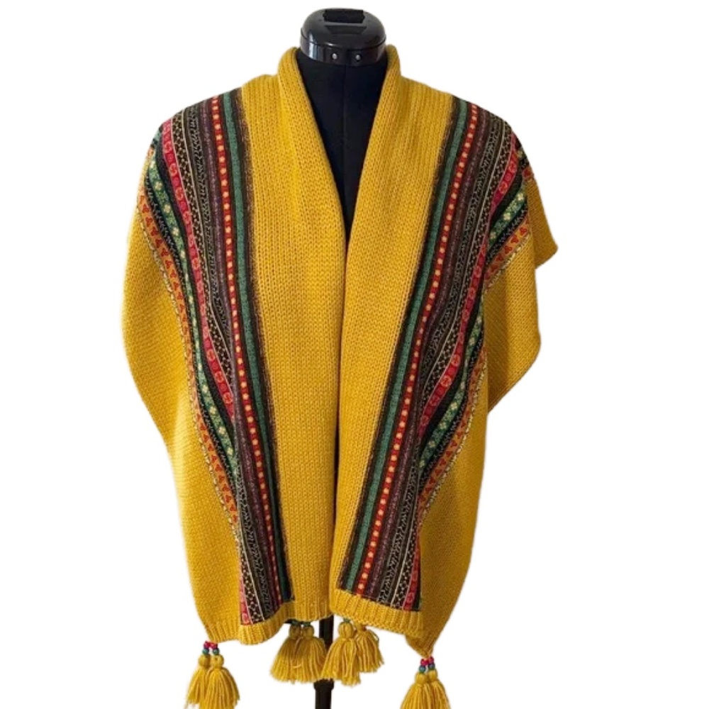 Colorful Knit Scarf with Tassels - Picture 2 of 5